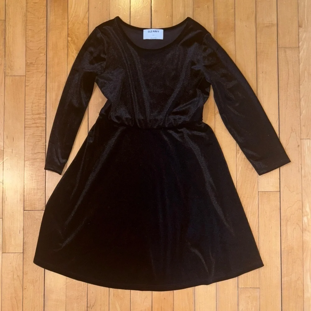 Old Navy Elegant Black Velvet Babydoll Girls  Dress